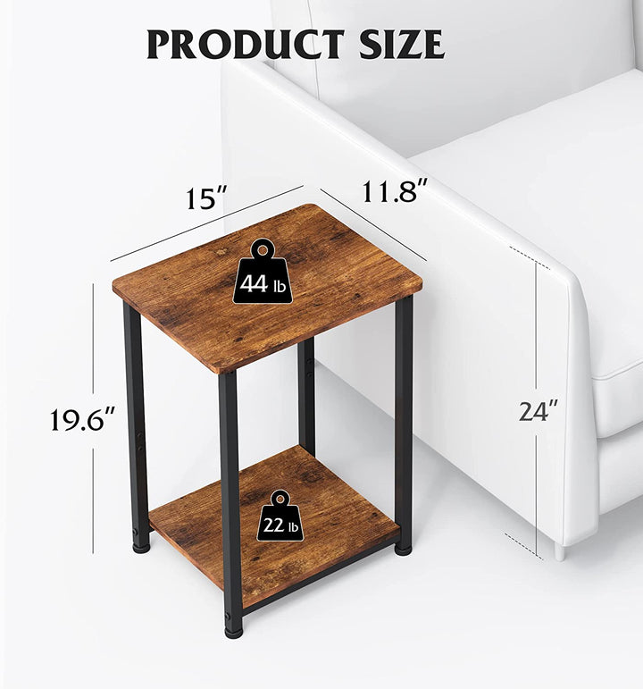 Pair of Small End Tables with Open Storage and Durable Metal Frame