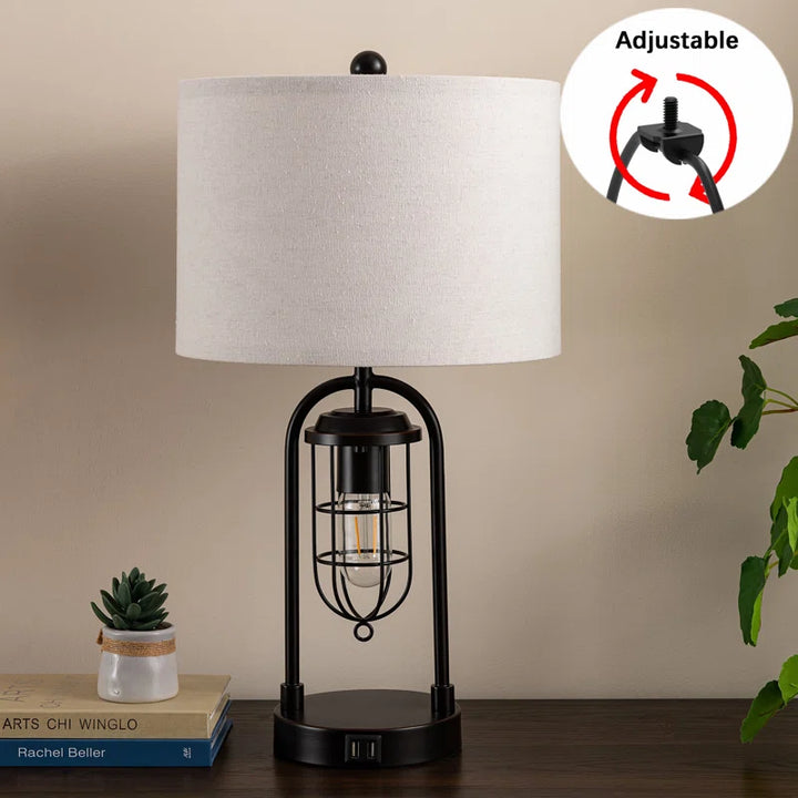 21.5" Table Lamp Set with Night Light and USB Ports