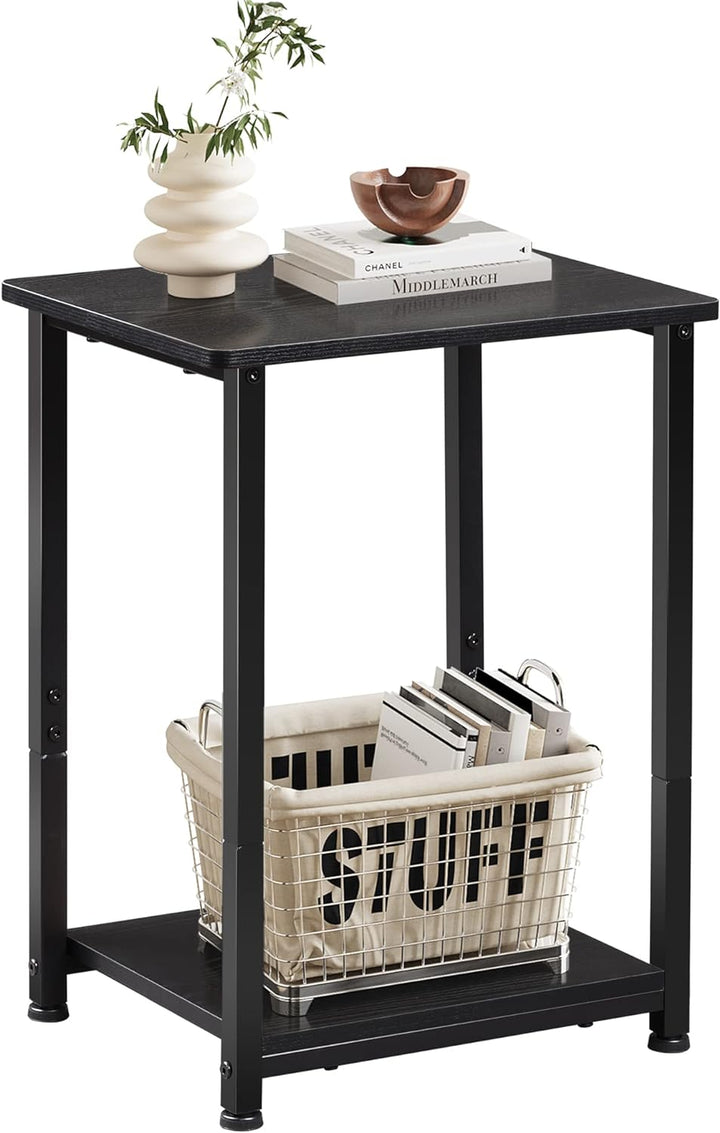 Pair of Small End Tables with Open Storage and Durable Metal Frame