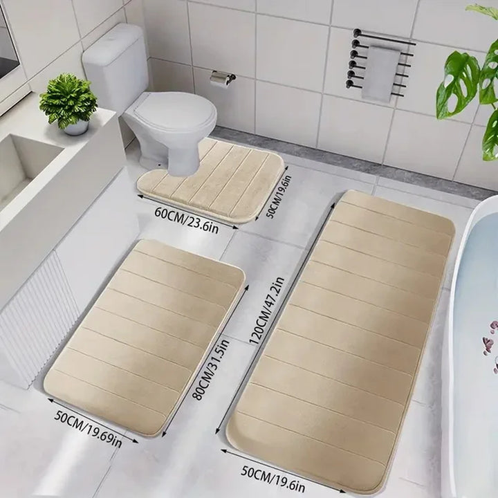 Luxury 3-Piece Bathroom Rug Set with Memory Foam and Non-Slip Backing