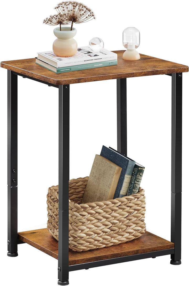 Pair of Small End Tables with Open Storage and Durable Metal Frame