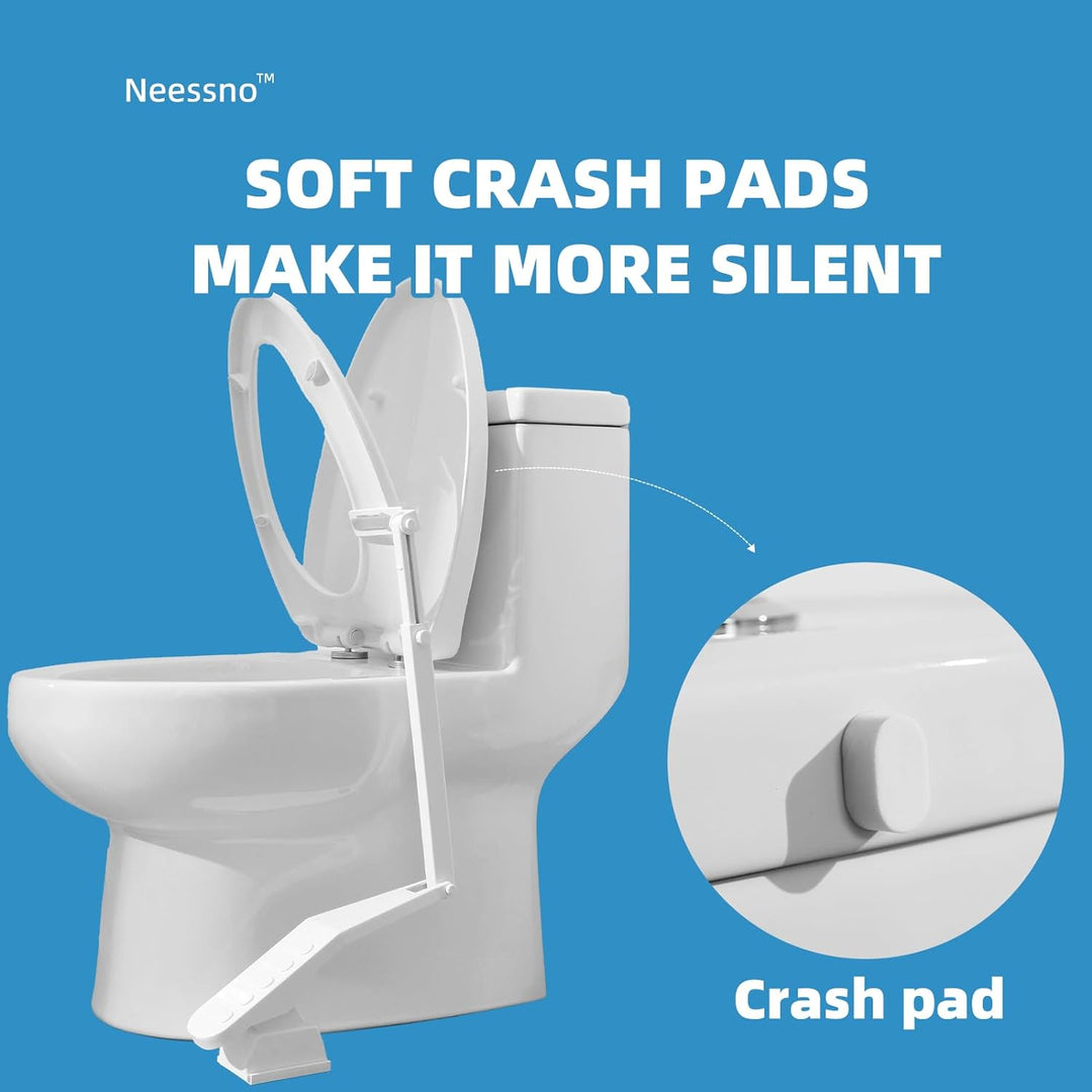 Touch-Free Toilet Seat Lifter with Foot Pedal and Waterproof Adhesive