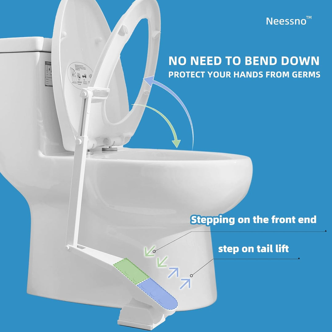 Touch-Free Toilet Seat Lifter with Foot Pedal and Waterproof Adhesive