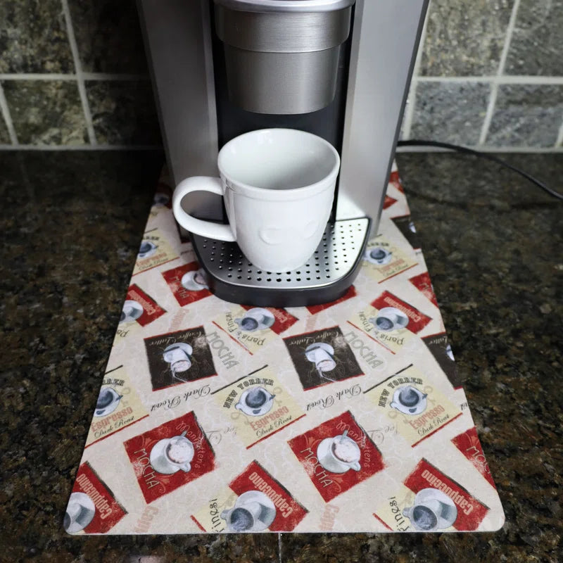 Absorbent Coffee Maker Mat - Decorative Countertop Protection