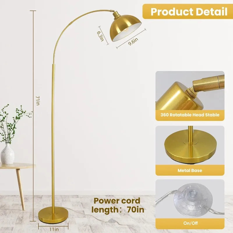 Modern Arc Floor Lamp with Adjustable Hanging for Living Room