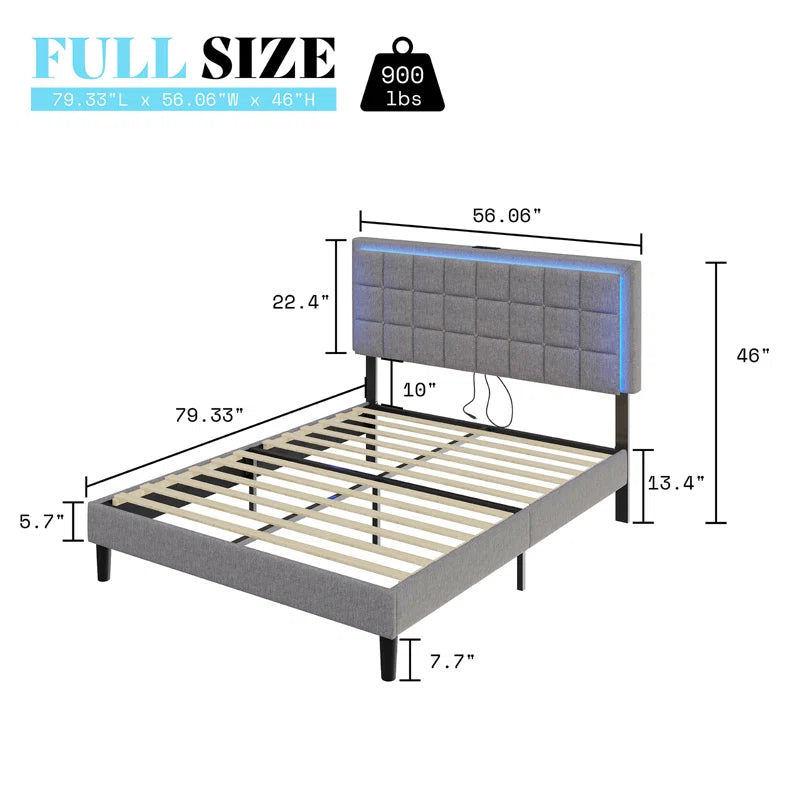 Button Tufted Platform Bed Frame with LED Lights by Berdean