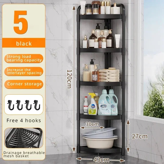 Corner Shelf Bathroom Cabinet Organizer with Multi-Tier Storage Rack for Kitchen and Toilet