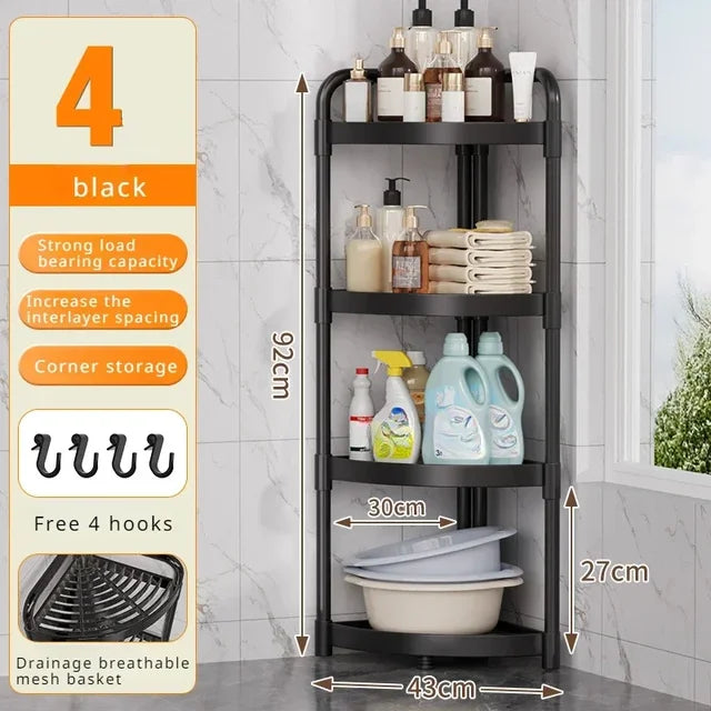 Corner Shelf Bathroom Cabinet Organizer with Multi-Tier Storage Rack for Kitchen and Toilet