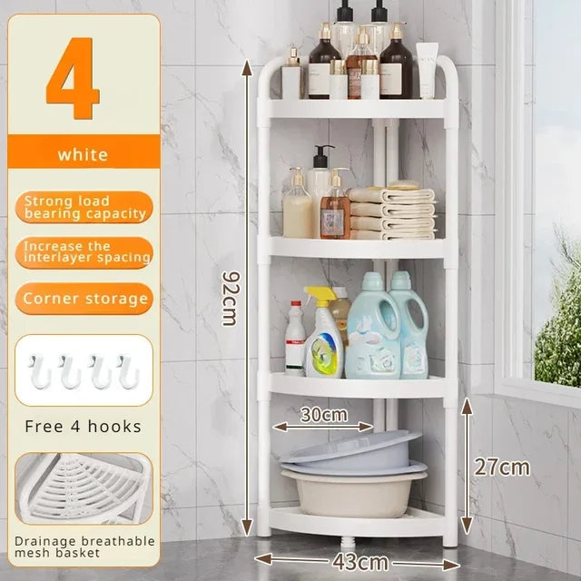 Corner Shelf Bathroom Cabinet Organizer with Multi-Tier Storage Rack for Kitchen and Toilet