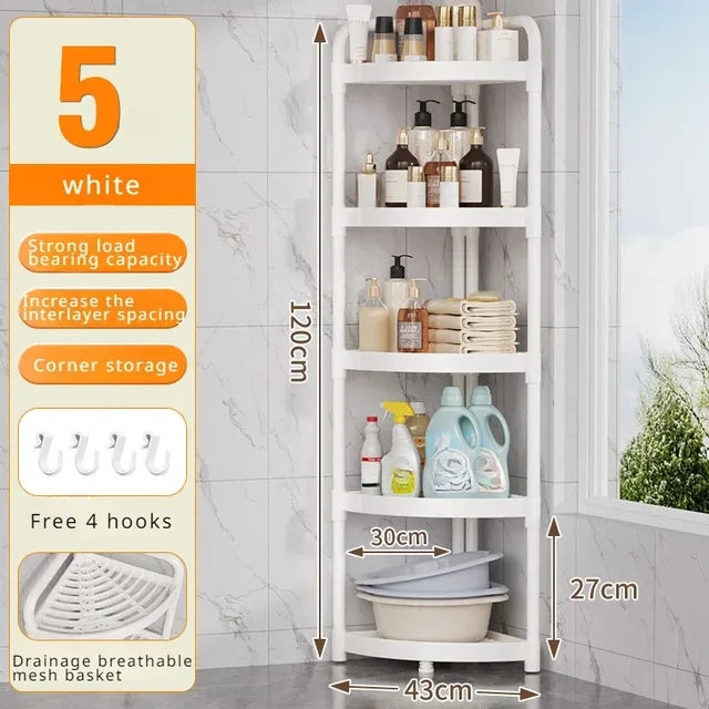 Corner Shelf Bathroom Cabinet Organizer with Multi-Tier Storage Rack for Kitchen and Toilet