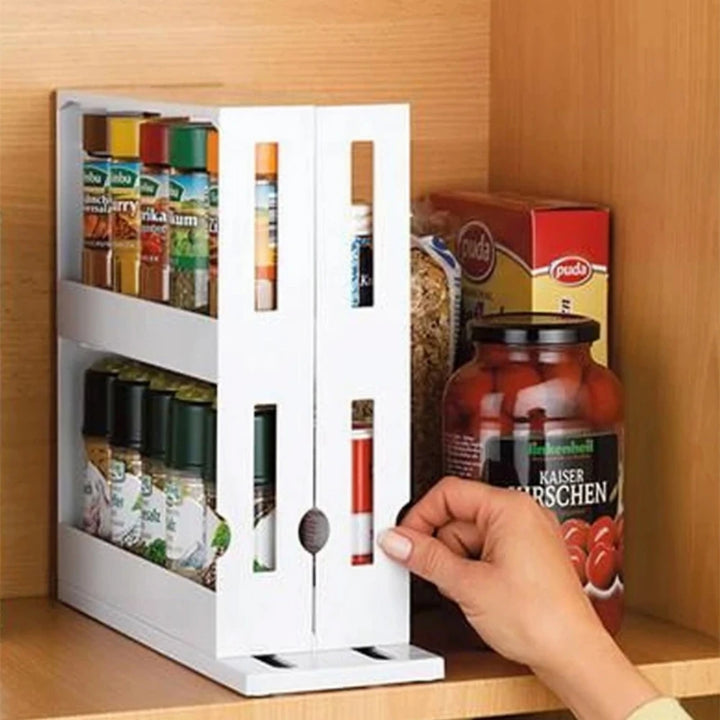 Spice Organizer Rack for Kitchen Cabinet Storage Rotating 2-Tier