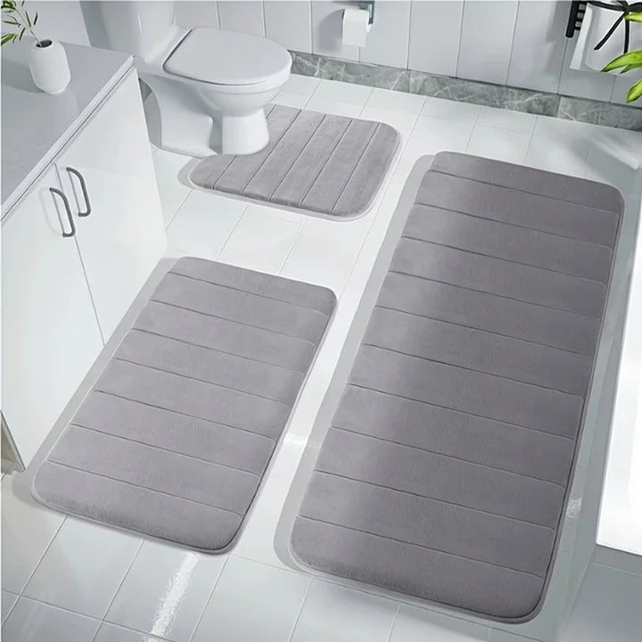 Luxury 3-Piece Bathroom Rug Set with Memory Foam and Non-Slip Backing