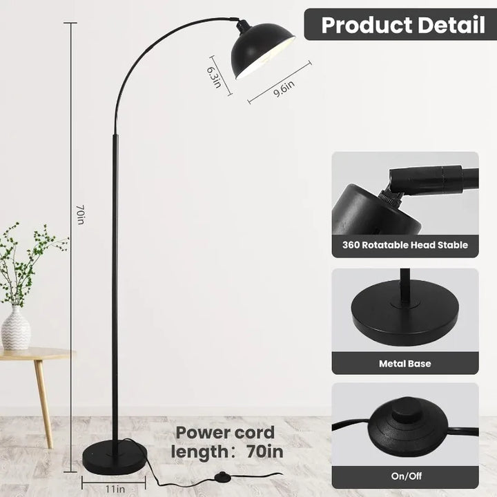 Modern Arc Floor Lamp with Adjustable Hanging for Living Room