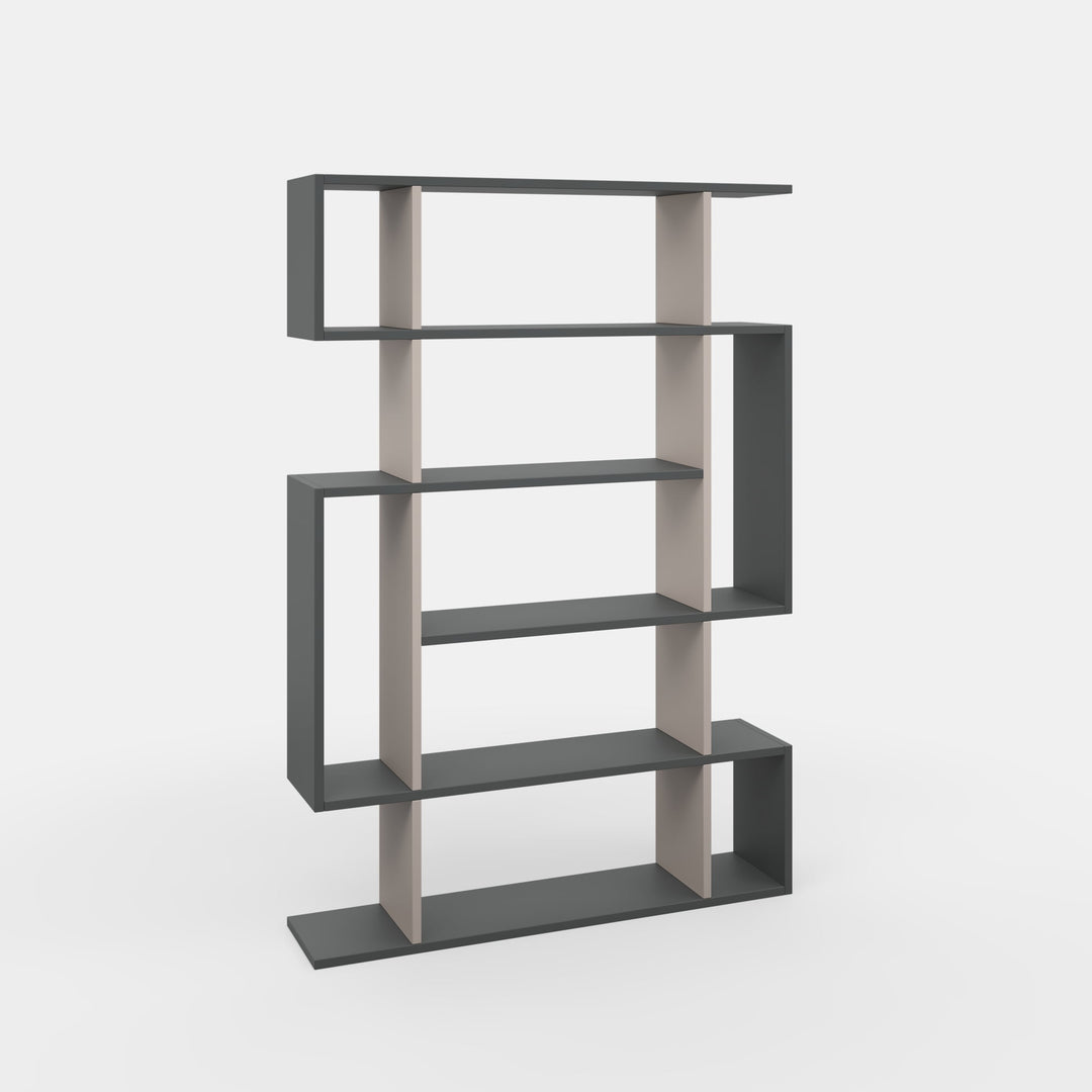 Furniture Multiple Tier Open Shelf Anthracite Light Mocha Blair Modern Bookcase